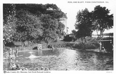 The spring-fed pool below the bluff